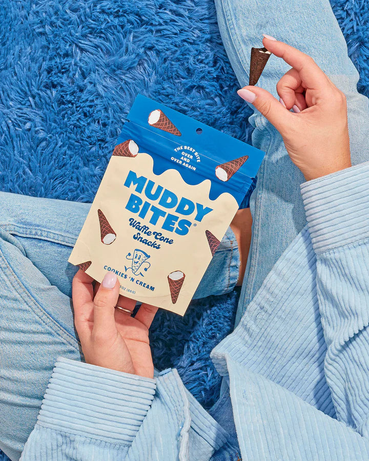 Muddy Bites Cookies N Cream Cones - Waffle Cone Snacks